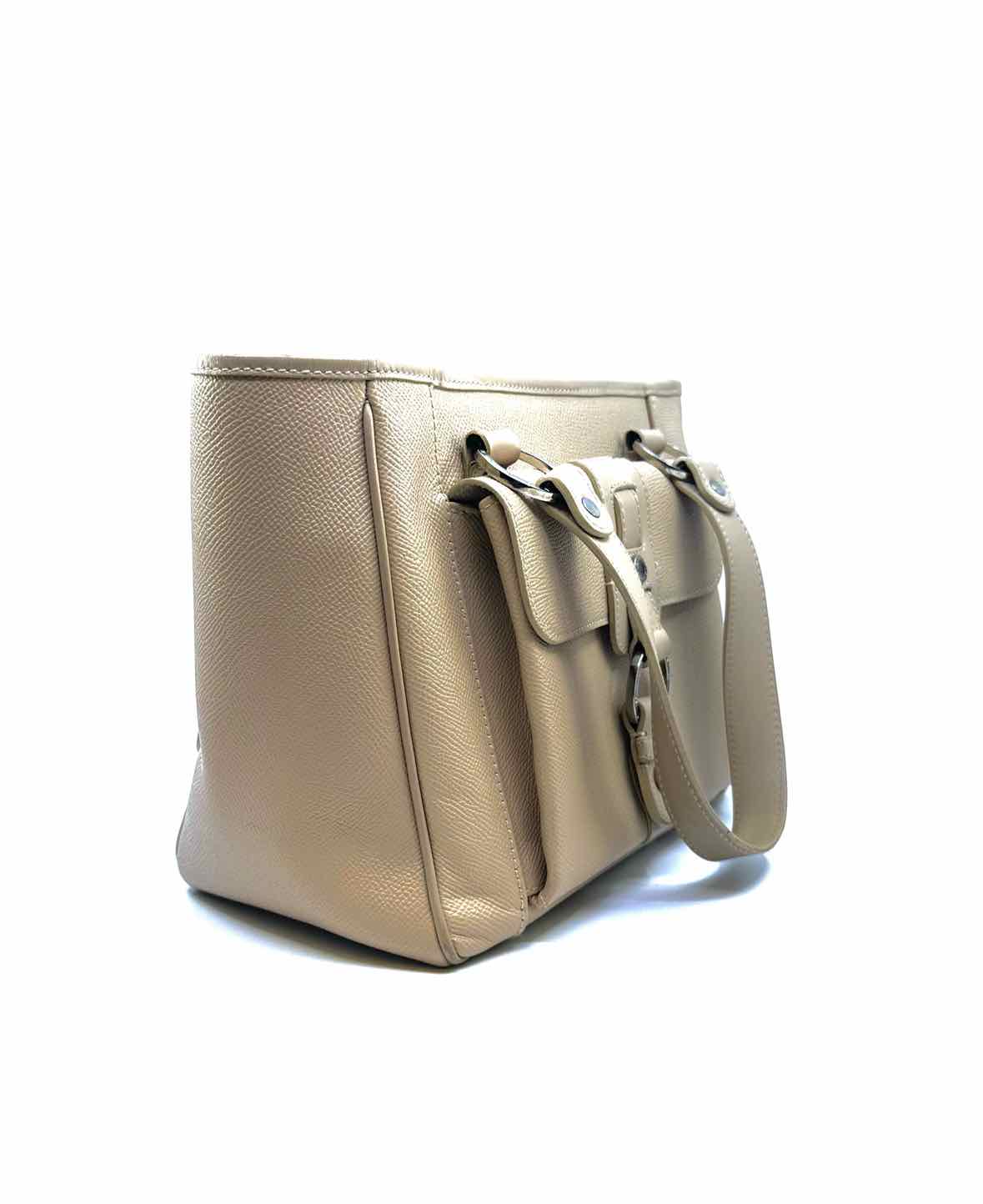 BVLGARI Beige Leather Solid Handbag