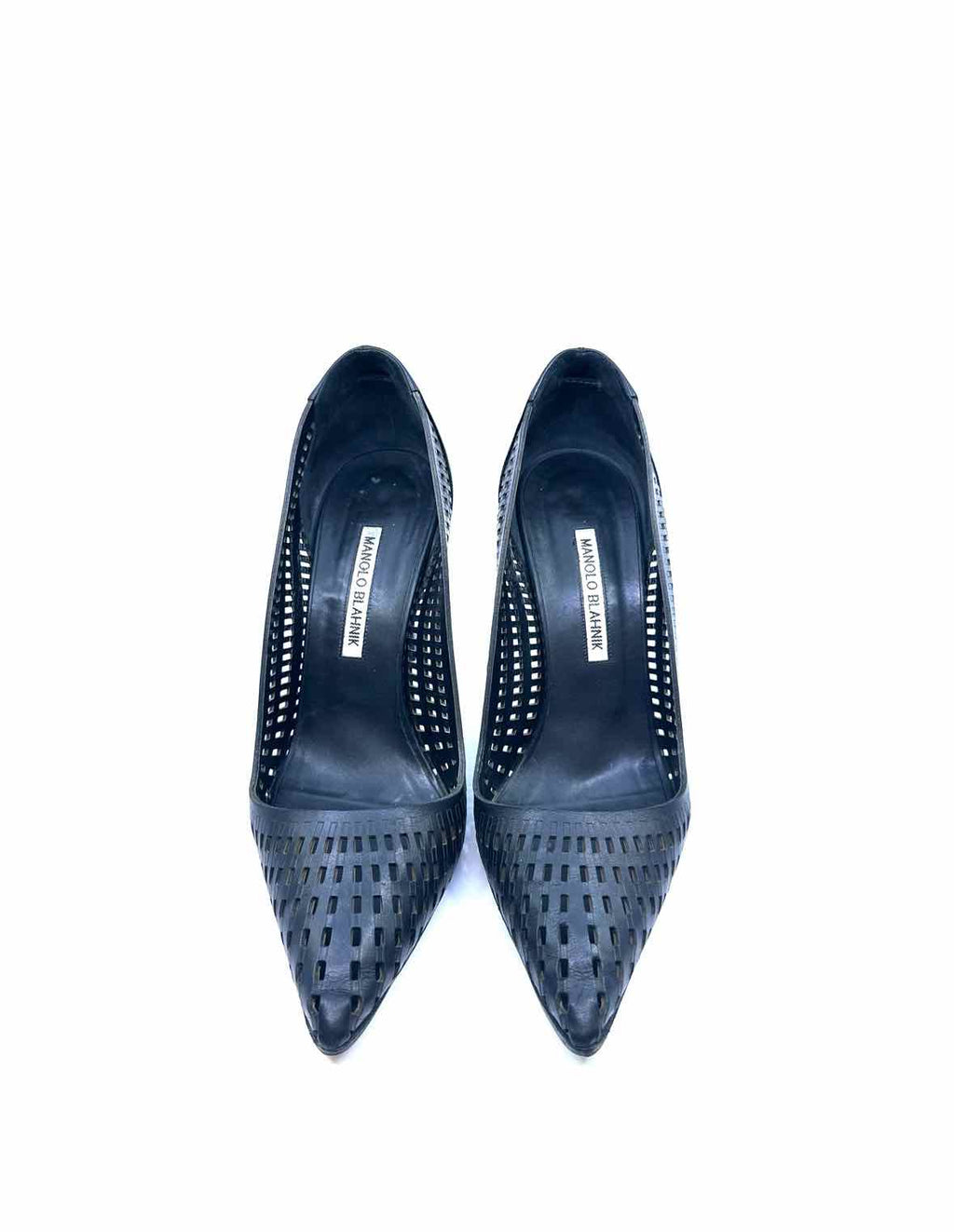 MANOLO BLAHNIK Size 9 Black Leather Pumps