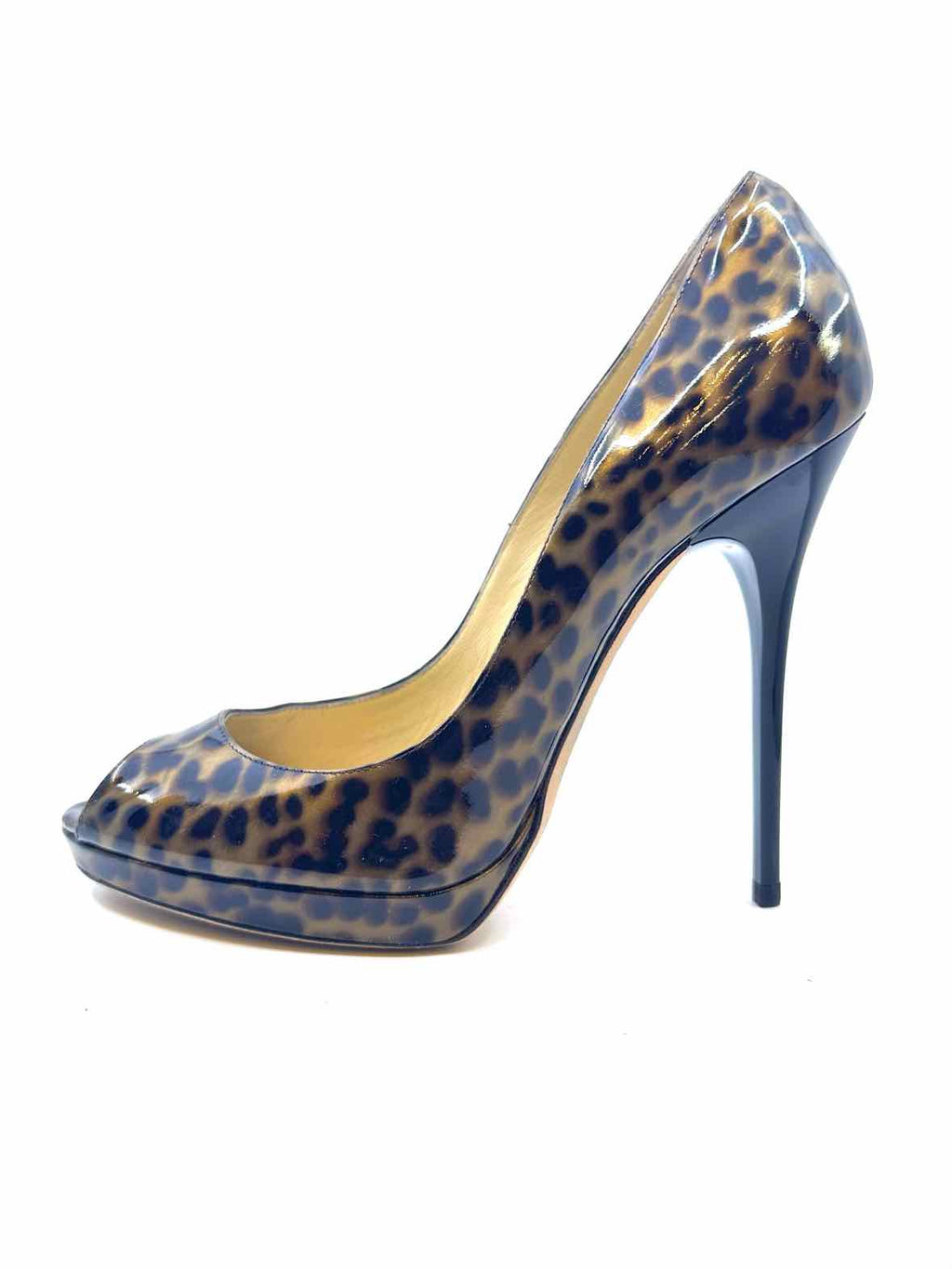 JIMMY CHOO Size 9 Brown Patent Leather Cheetah print Pumps