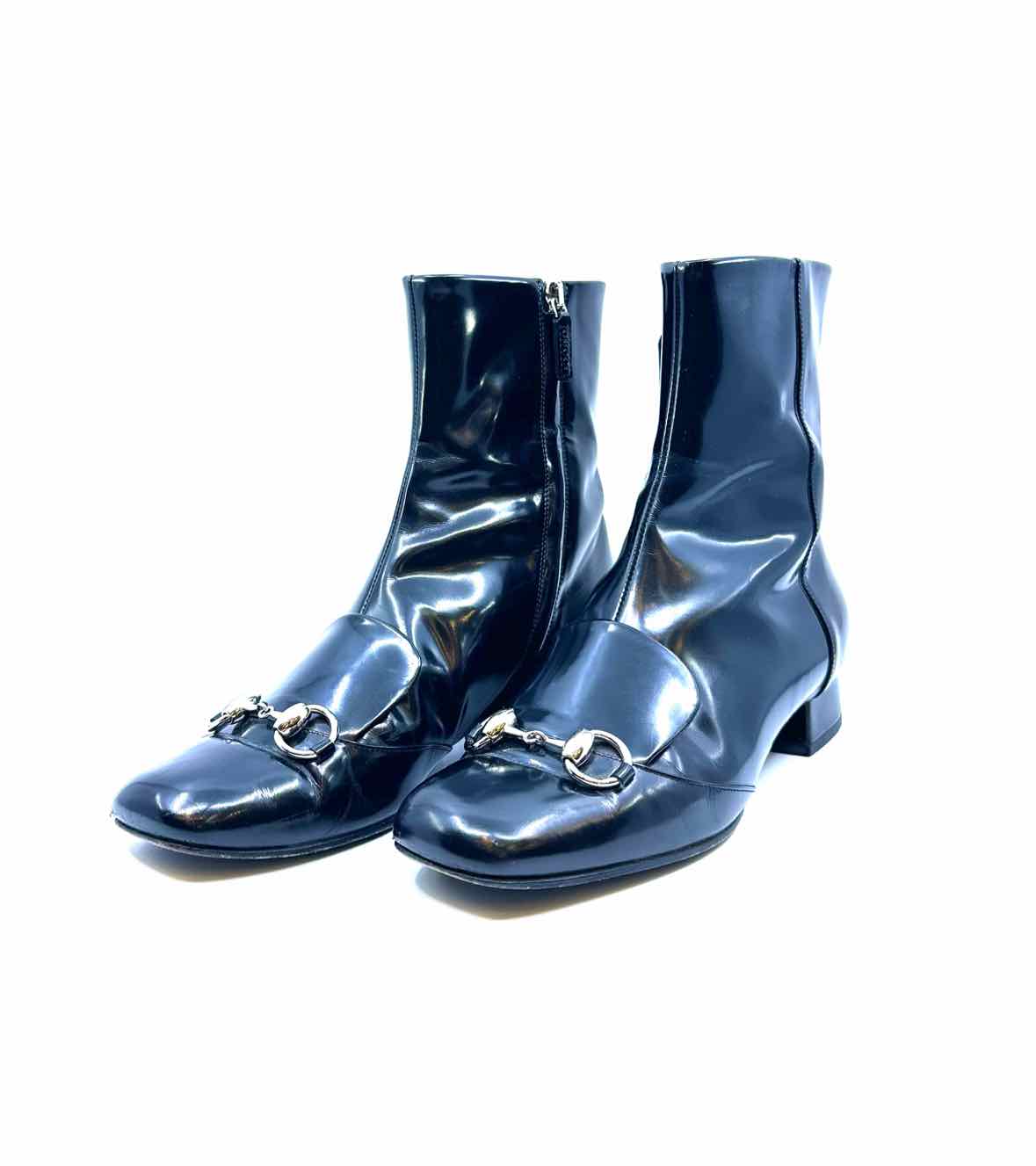 GUCCI Size 7 Black Leather Solid Ankle Boot