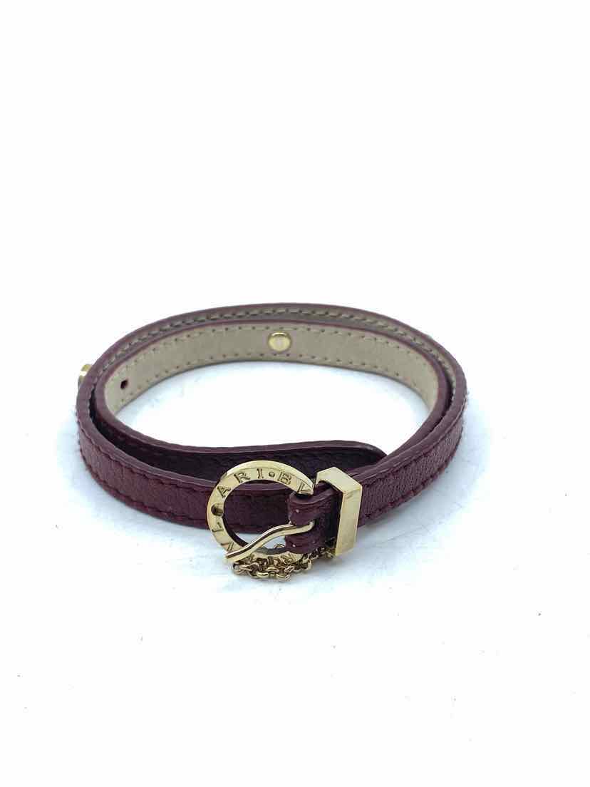 BVLGARI Burgundy Leather Necklace