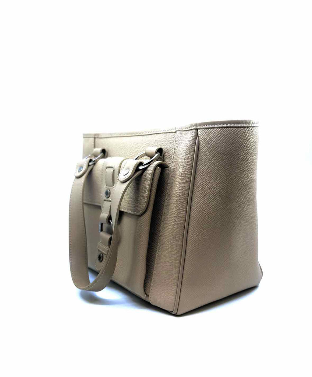 BVLGARI Beige Leather Solid Handbag