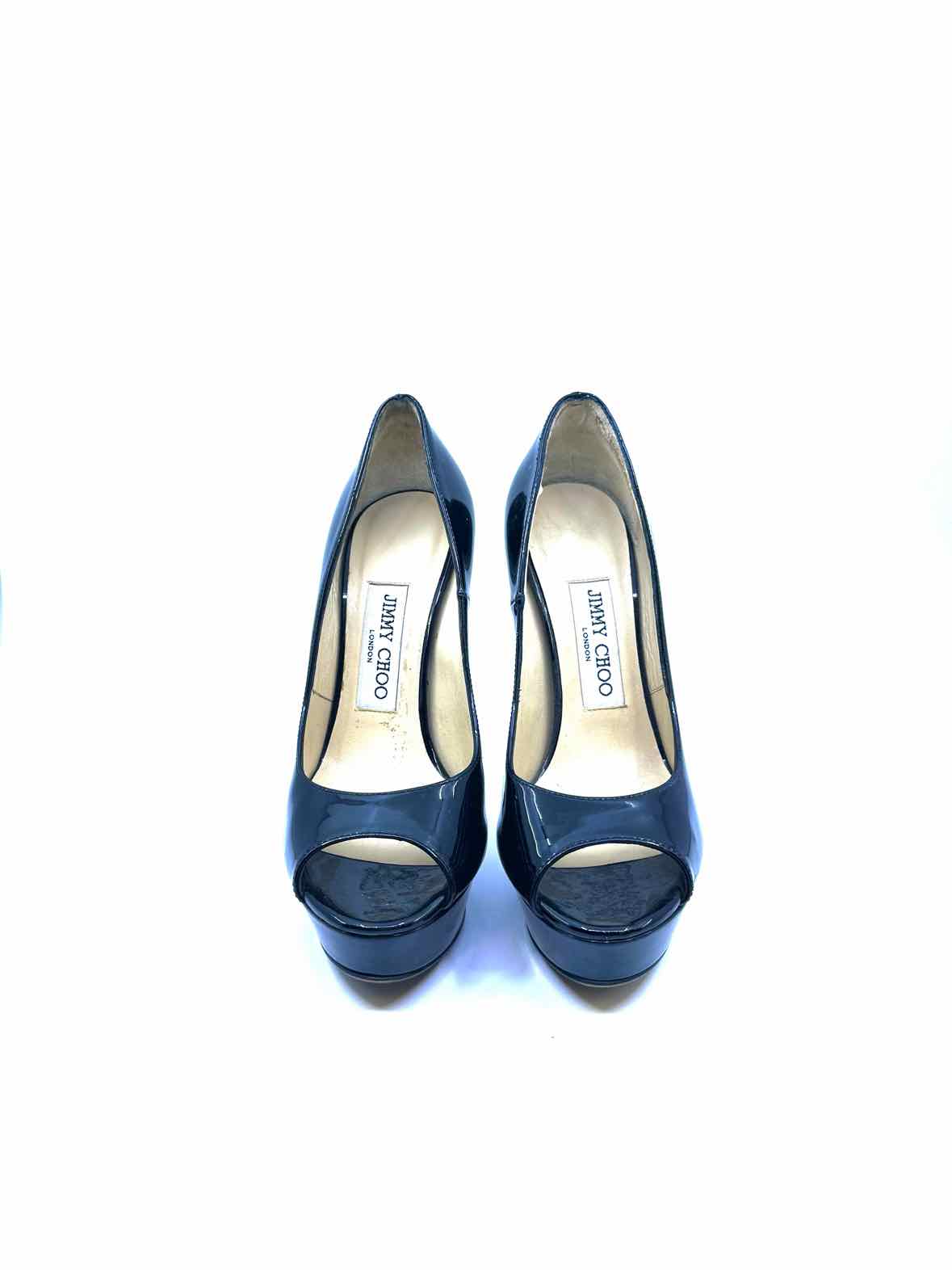 JIMMY CHOO Size 6.5 Black Patent Leather Pumps