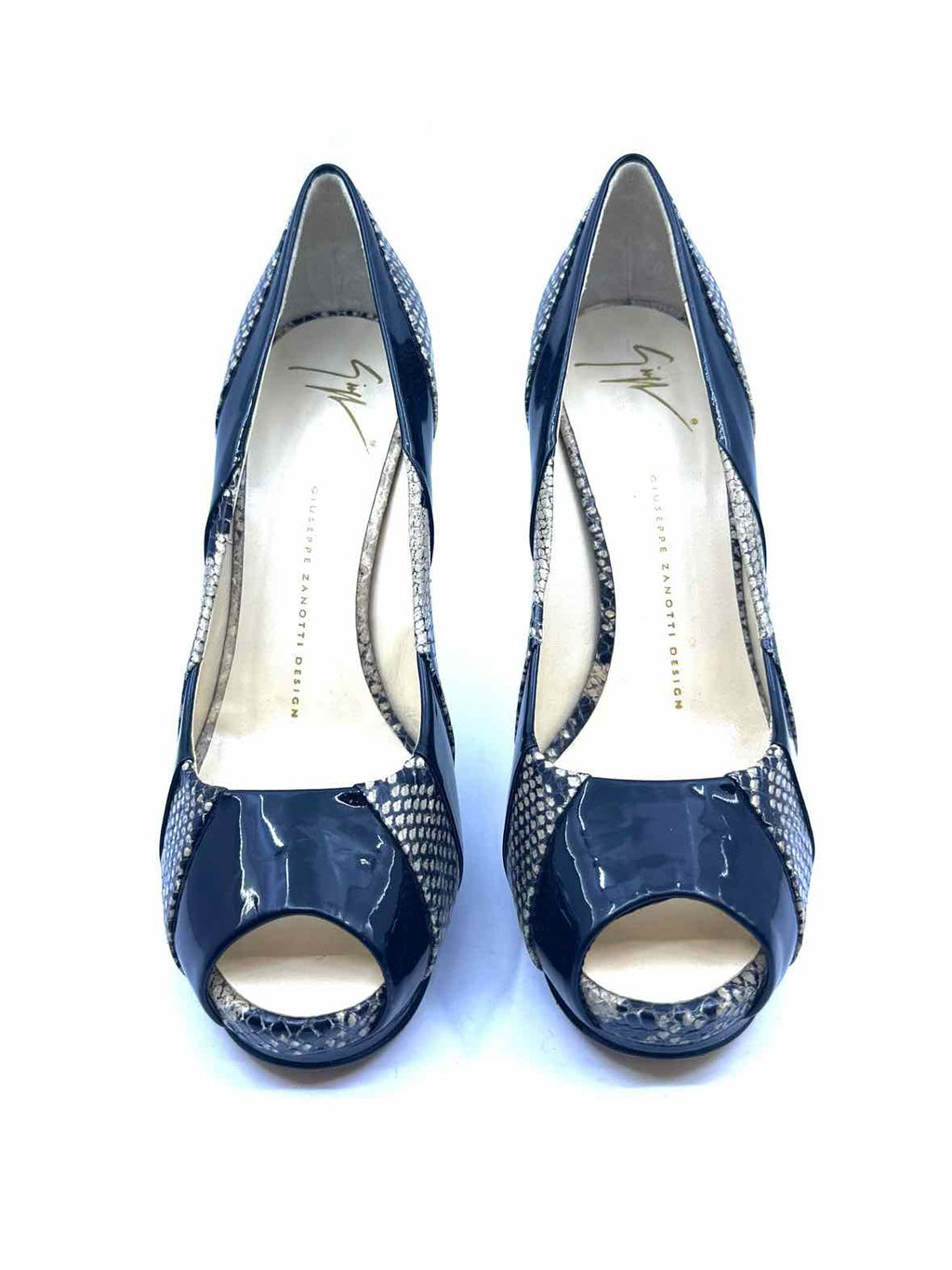GIUSEPPE ZANOTTI Size 9 Black & Beige Patent Leather Pumps