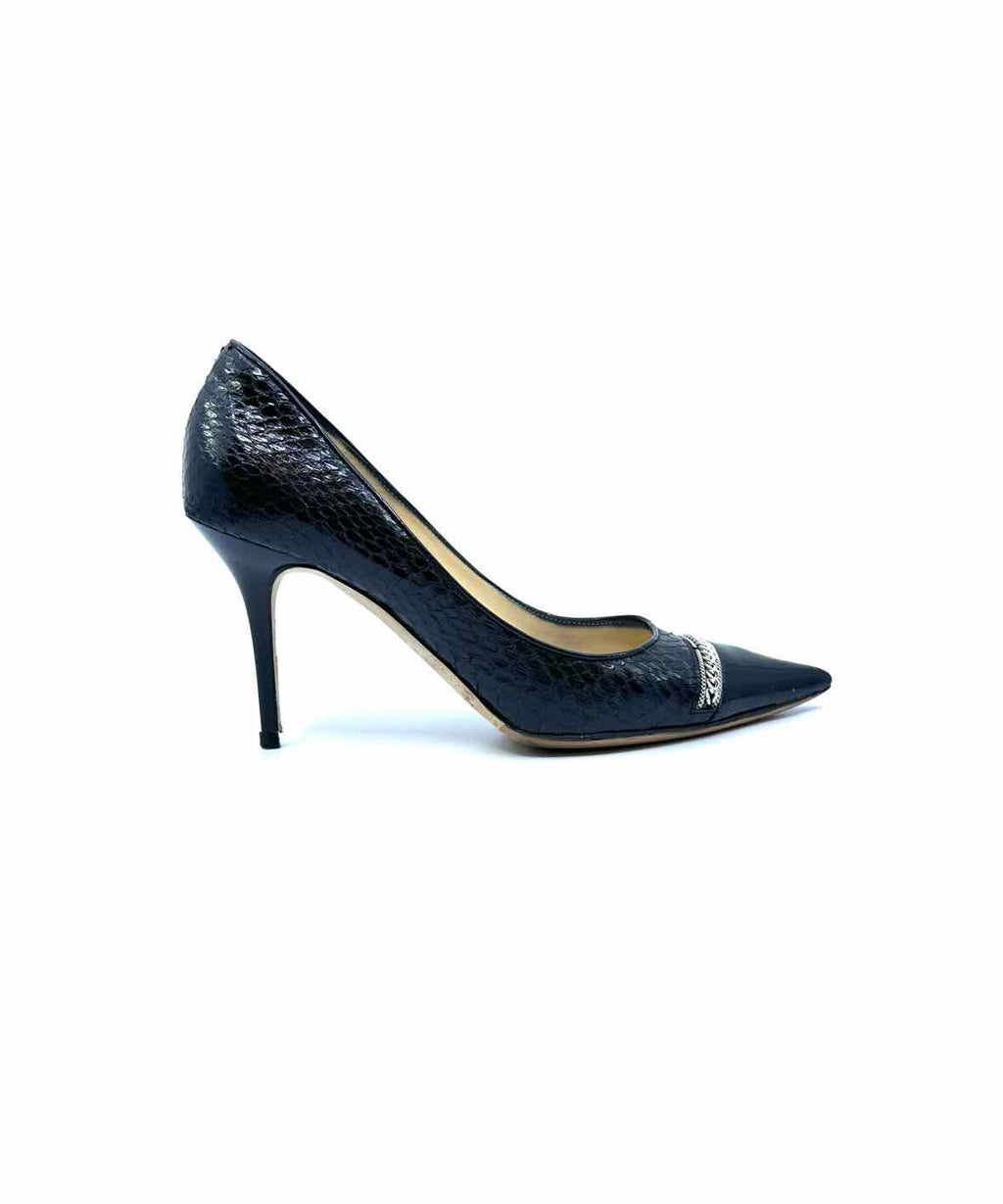 JIMMY CHOO Size 9 Black Snakeskin Solid Pumps