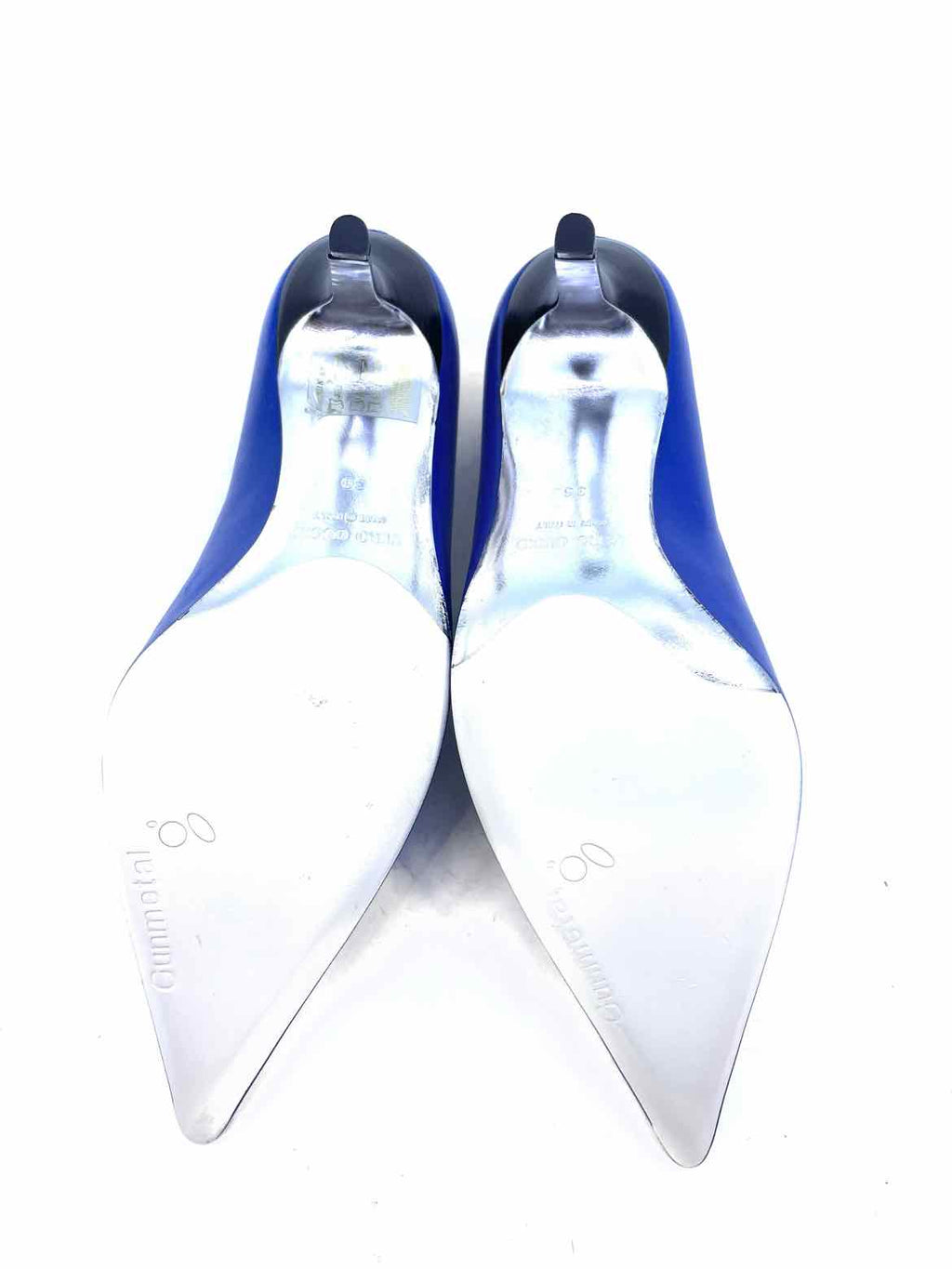 GUNMETAL Size 6 Blue Leather Pumps