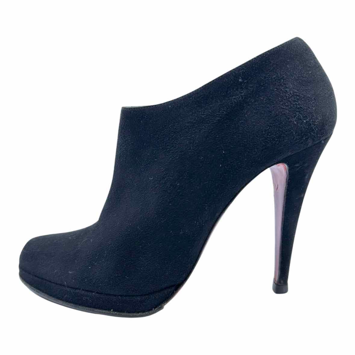 CHRISTIAN LOUBOUTIN Size 9.5 Black Suede Ankle Boot