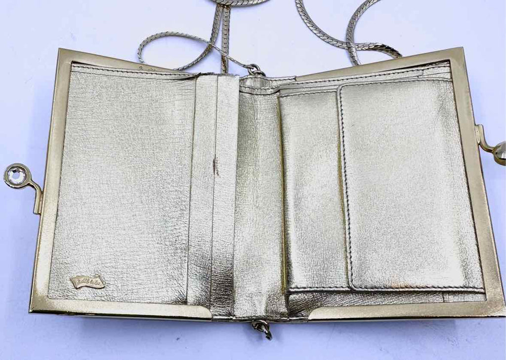 JUDITH LEIBER Silver, Gold Crystal Solid Evening Bag