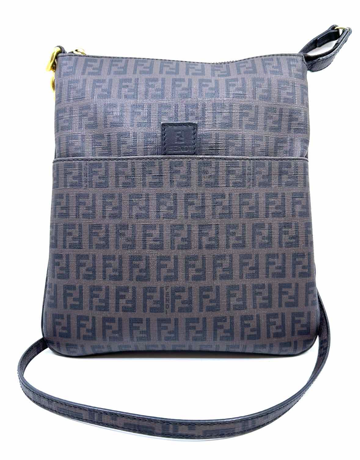 FENDI Brown Coated Leather Monogram Handbag