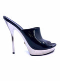 GUCCI Size 6.5 Black Patent Leather Solid Mules