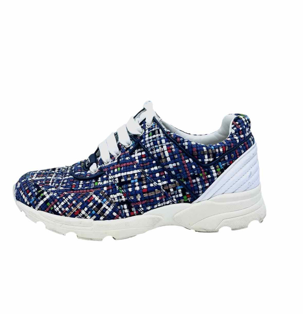 CHANEL Size 6.5 Multi-Color Tweed Sneakers
