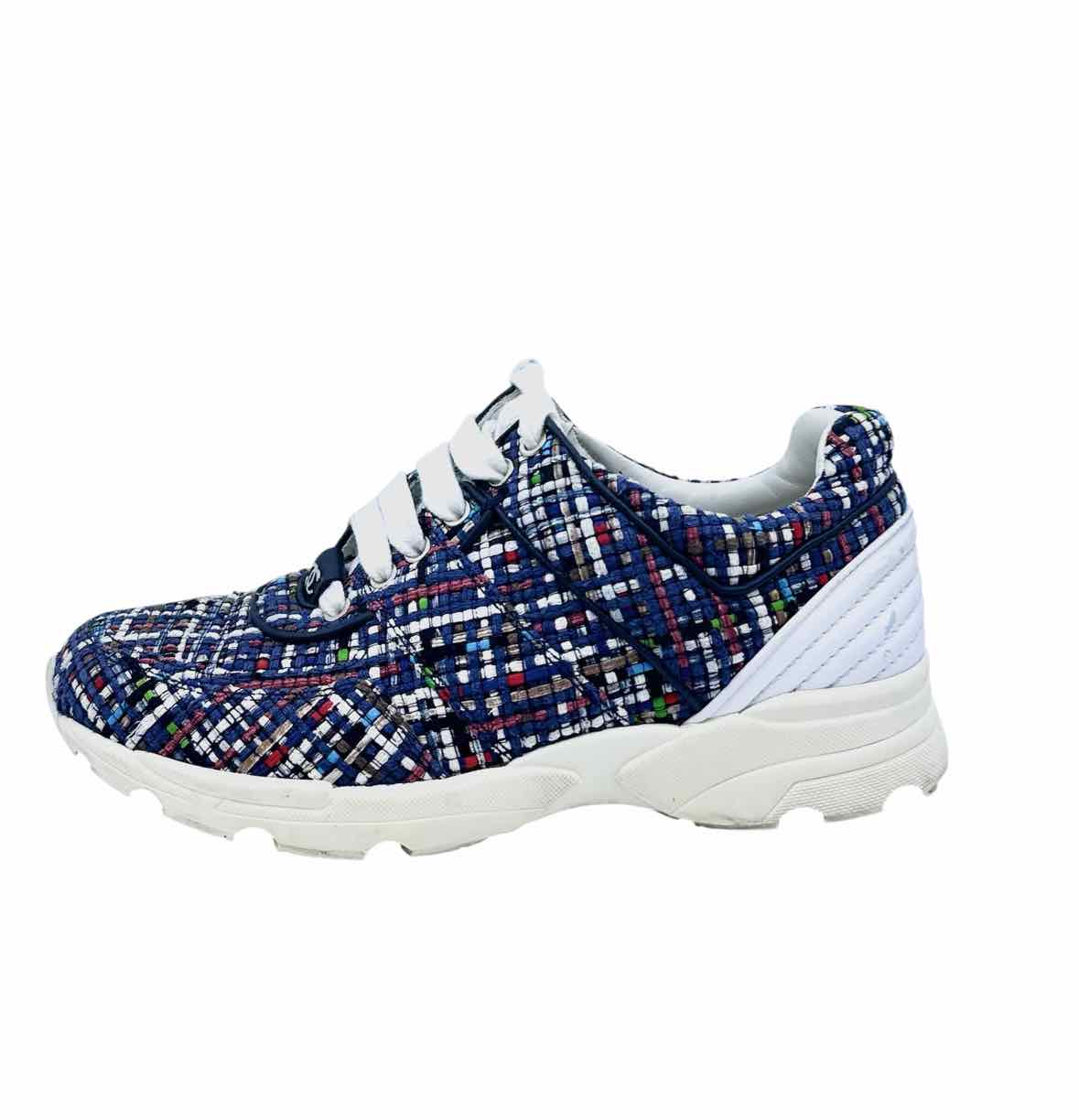 CHANEL Size 6.5 Multi-Color Tweed Sneakers