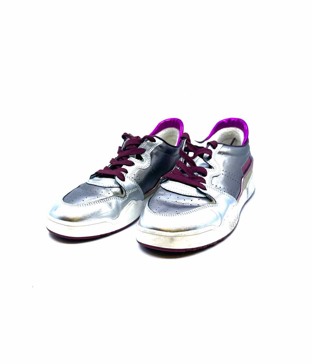 ISABEL MARANT Size 7 Silver, Pink Leather Metallic Solid Sneakers