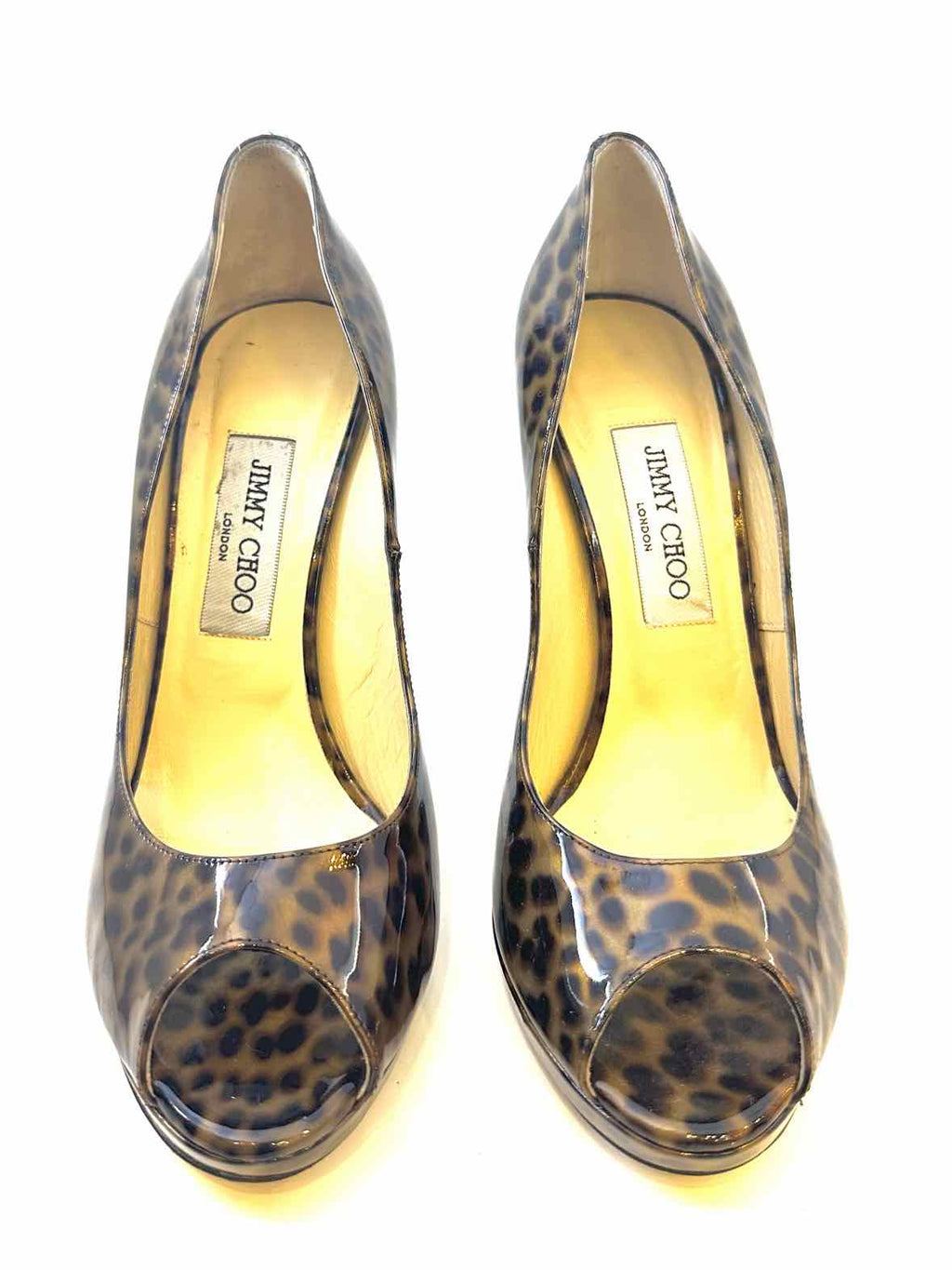JIMMY CHOO Size 9 Brown Patent Leather Cheetah print Pumps