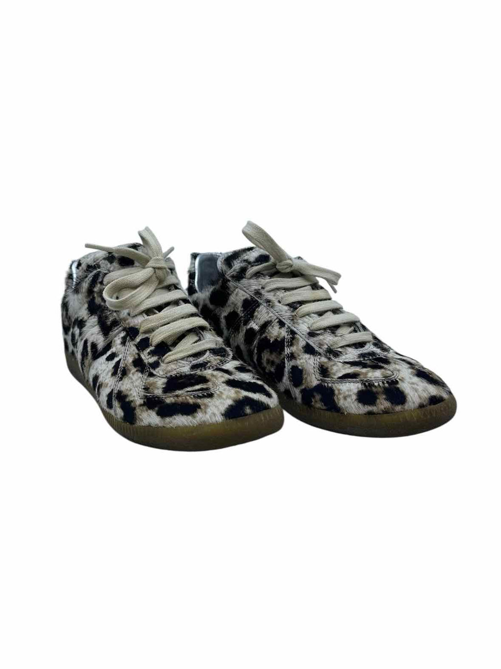 MAISON MARGIELA Size 6 Black, beige PONY HAIR Animal Print Sneakers