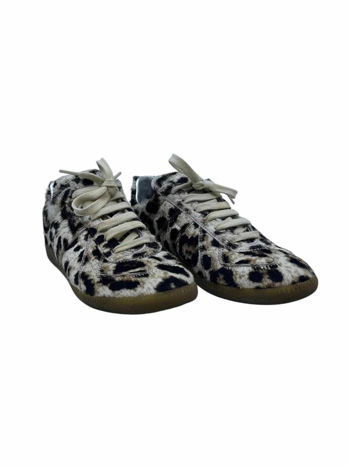 MAISON MARGIELA Size 6 Black, beige PONY HAIR Animal Print Sneakers
