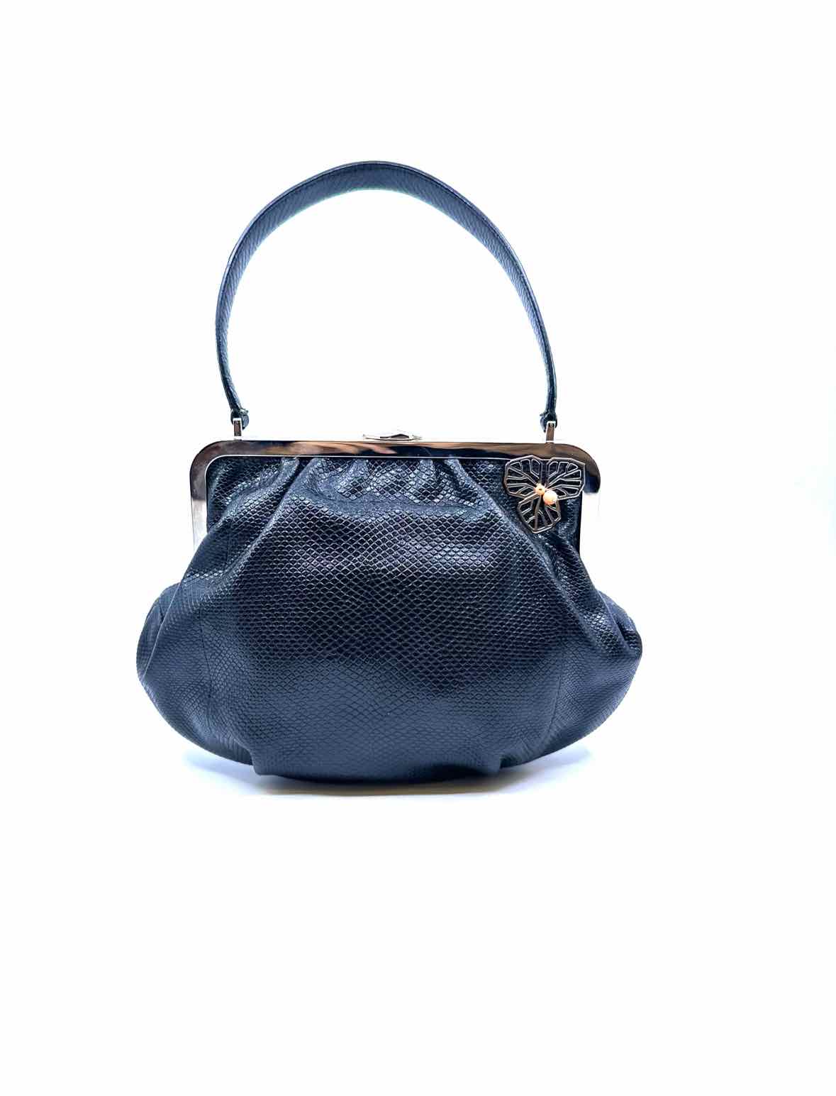 CARTIER Black Leather Lizard Evening Bag