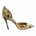 MONIQUE LHUILLIER Shannon Size 9.5 White Canvas Floral Pumps