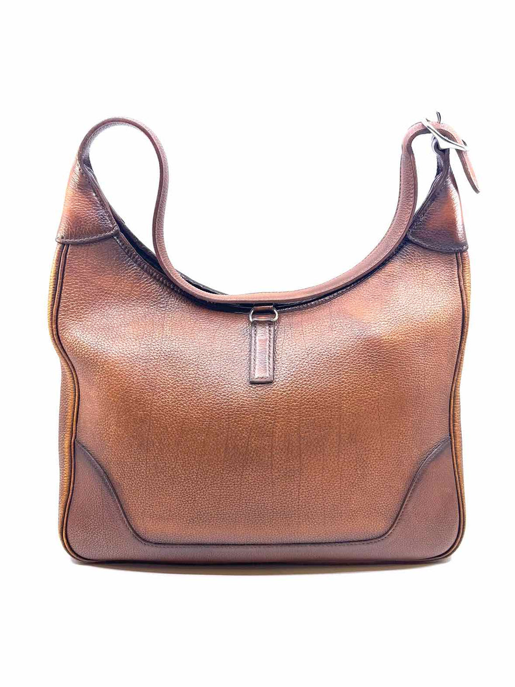 HERMES Trim Camel Leather Solid Handbag
