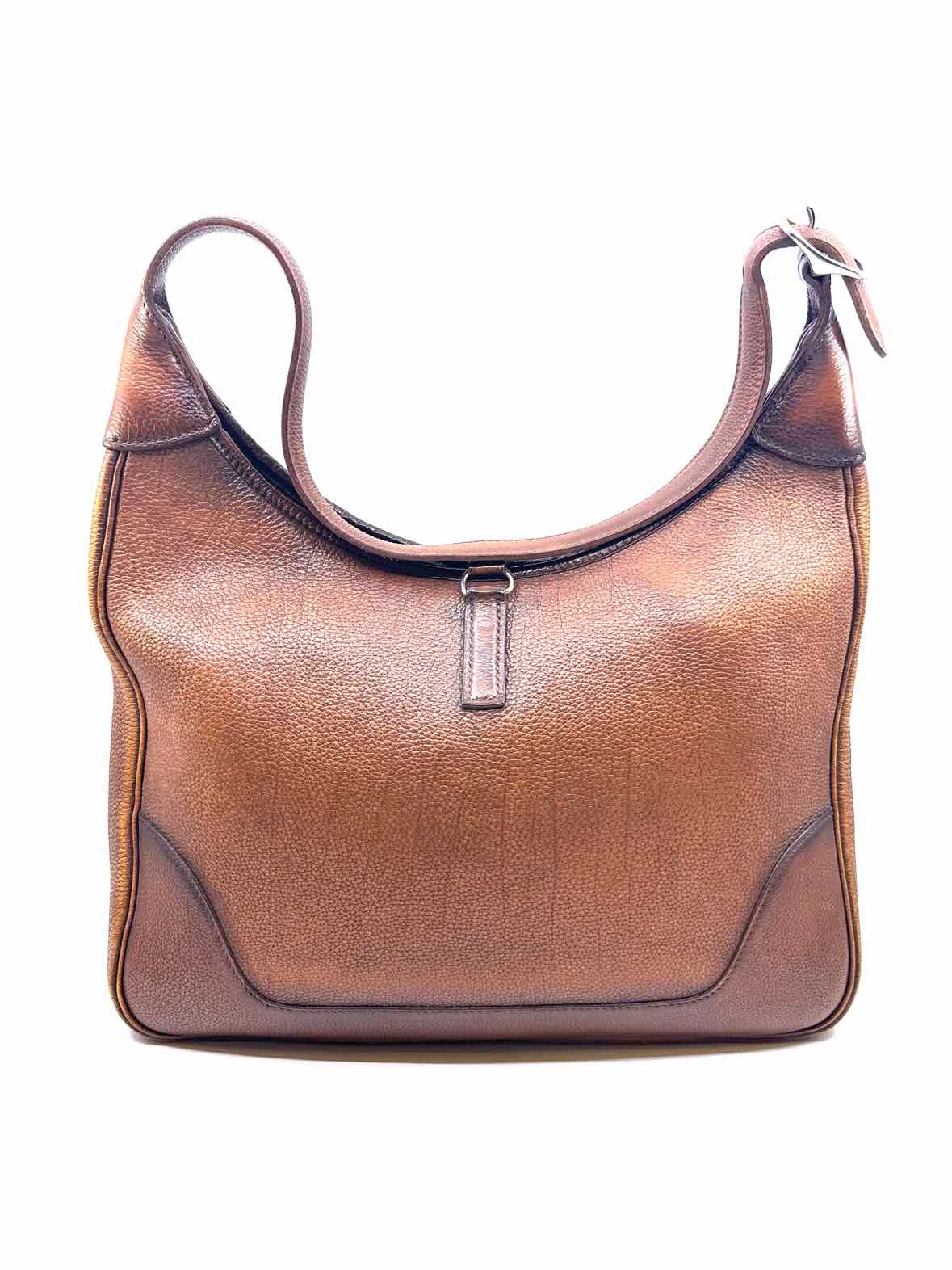 HERMES Trim Camel Leather Solid Handbag