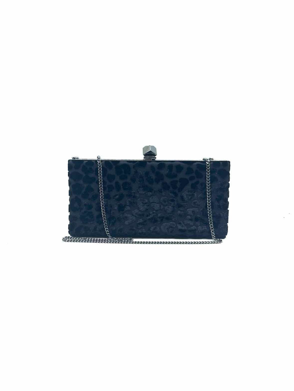 JIMMY CHOO Black Velvet Cheetah print Evening Bag