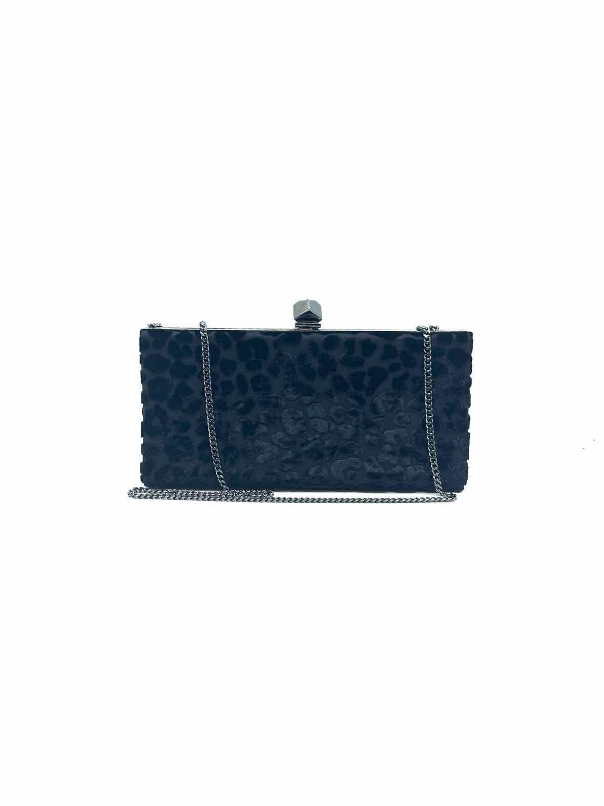 JIMMY CHOO Black Velvet Cheetah print Evening Bag