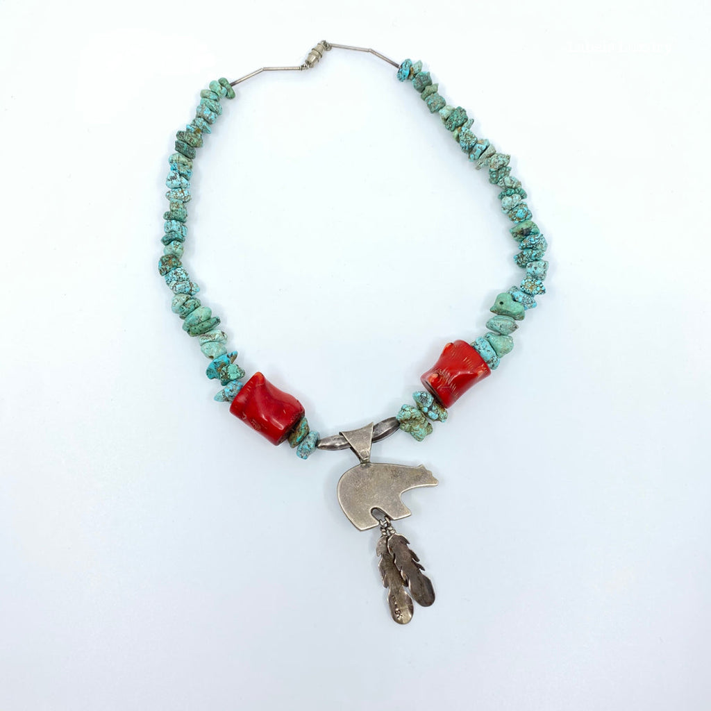 NAVAJO Sterling SIlver Turquoise Necklace