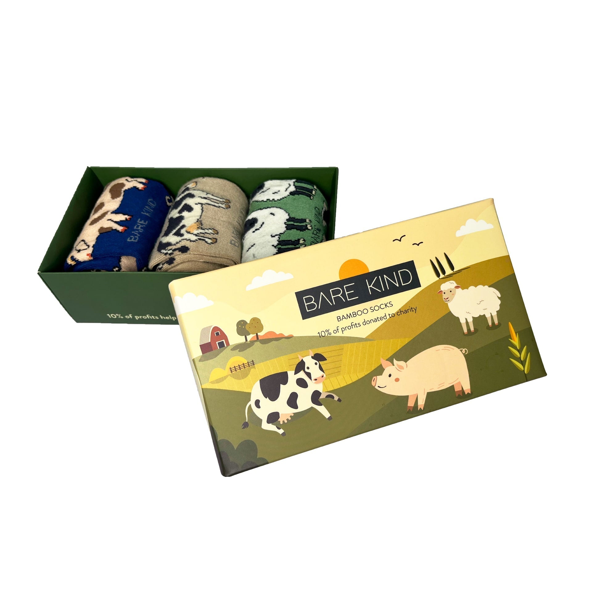 Bare Kind Farm Animals Bamboo Socks Gift Box | 3 Pack