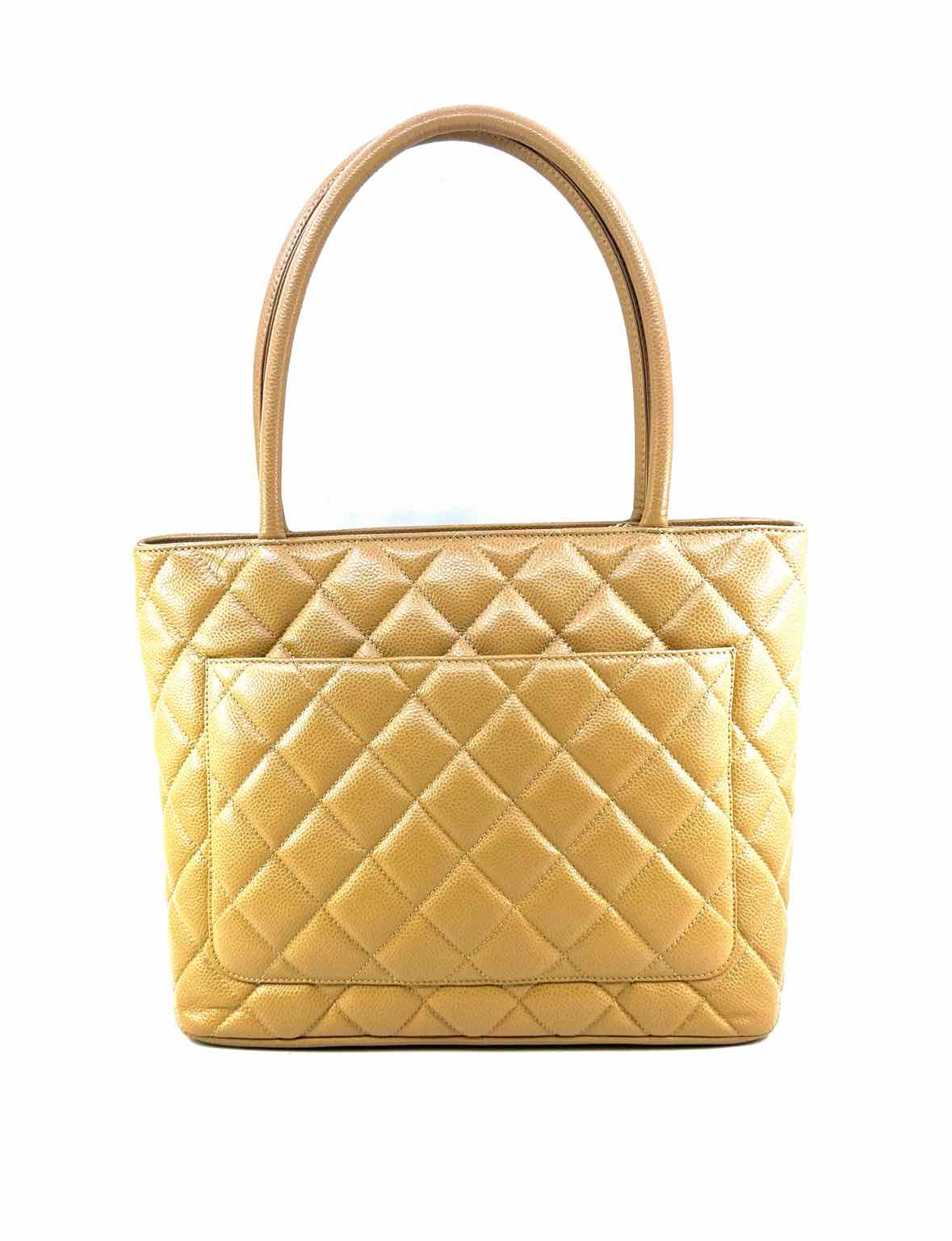 CHANEL Beige Leather Quilted Tote