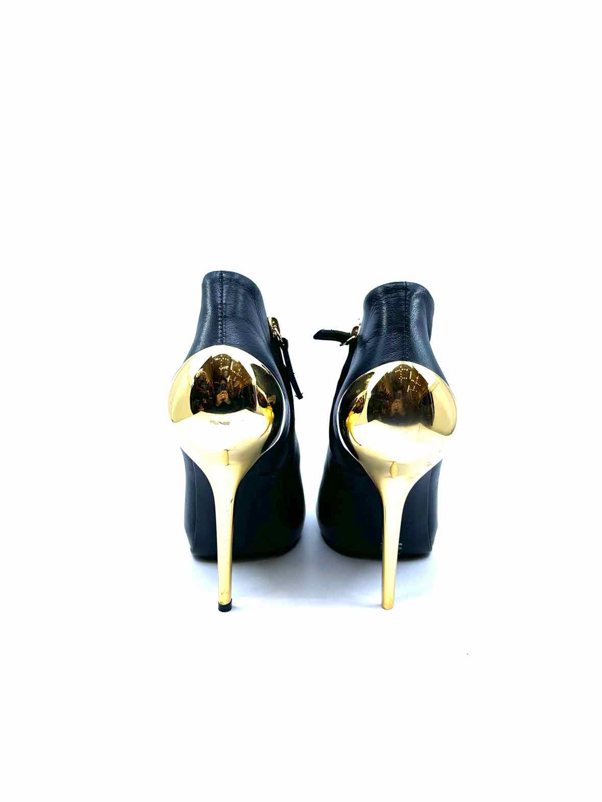 GIUSEPPE ZANOTTI Size 9.5 Black, gold Leather Solid Ankle Boot