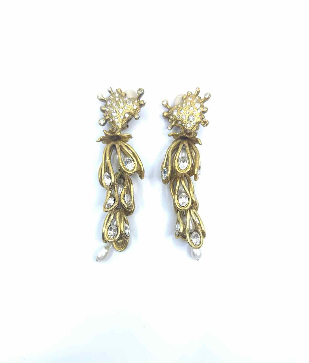 CHRISTIAN LACROIX Gold Tone Clip Earrings