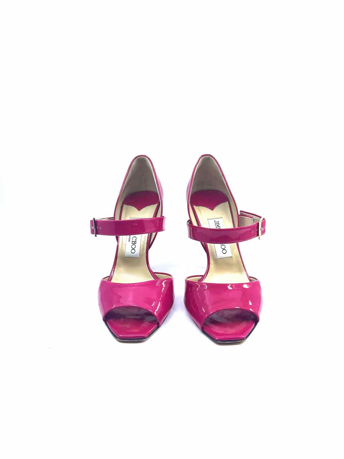 JIMMY CHOO Size 6.5 Hot Pink Patent Leather Sandals