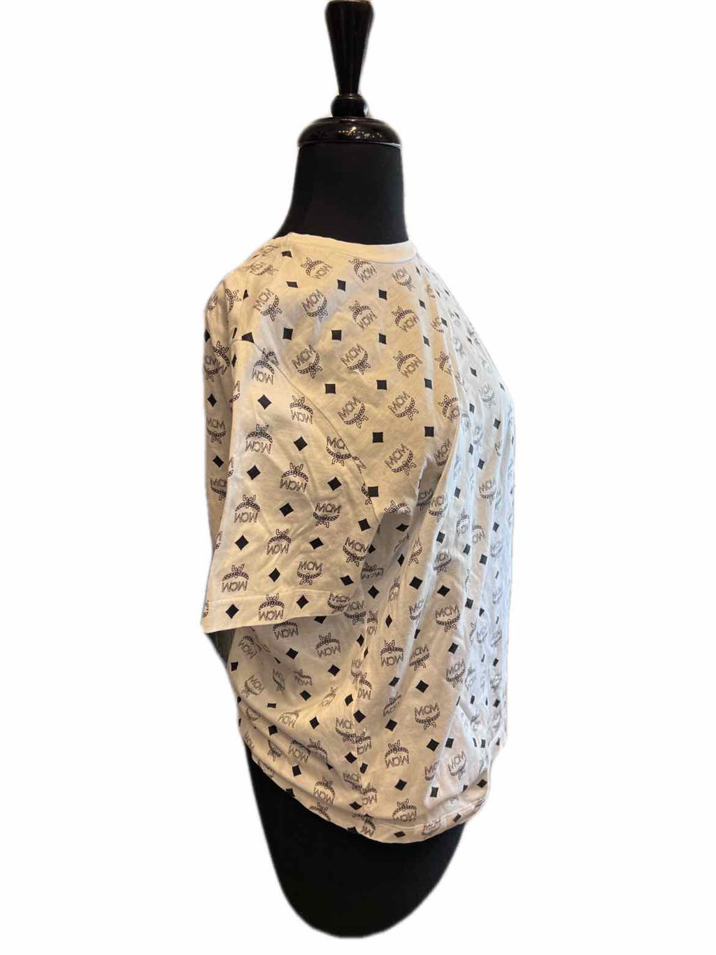 MCM Black and White 'Visetos' T-shirt | M
