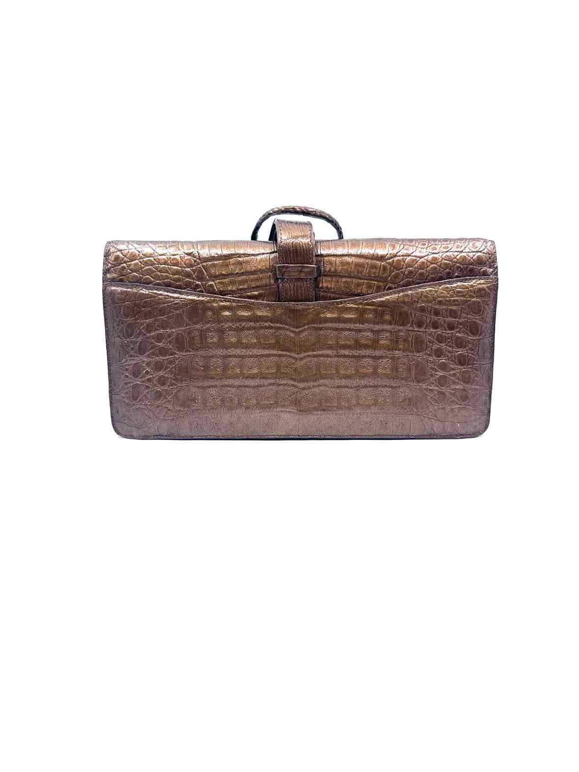 NANCY GONZALEZ Bronze Crocodile Evening Bag