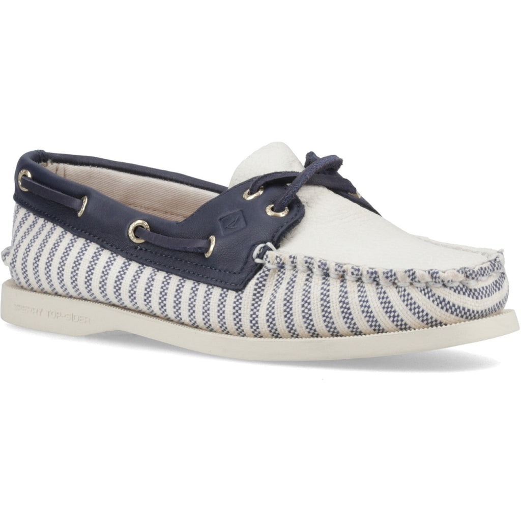 Sperry Womens Port Driving Moccasin Shoe | White Navy