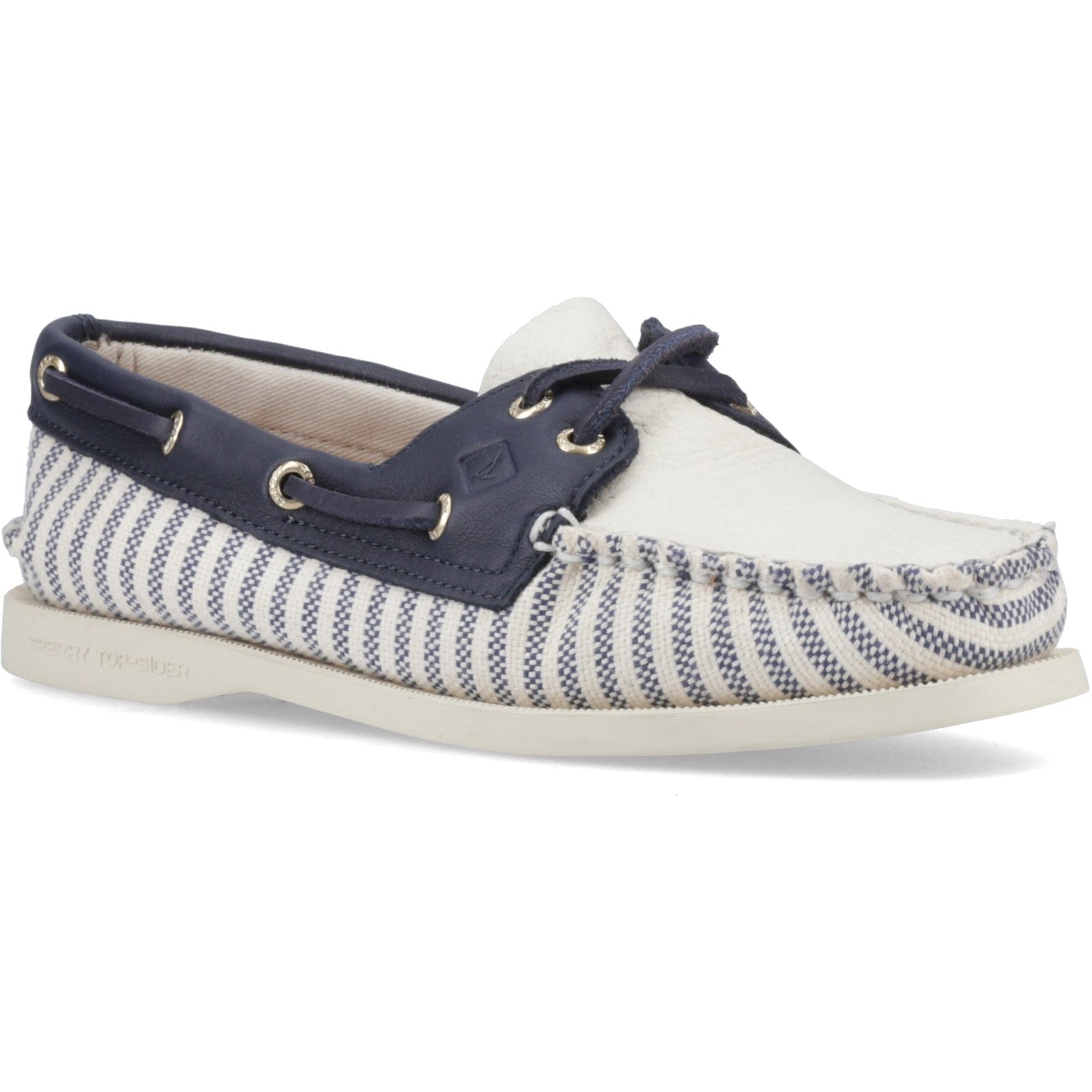 Sperry Womens Port Driving Moccasin Shoe | White Navy