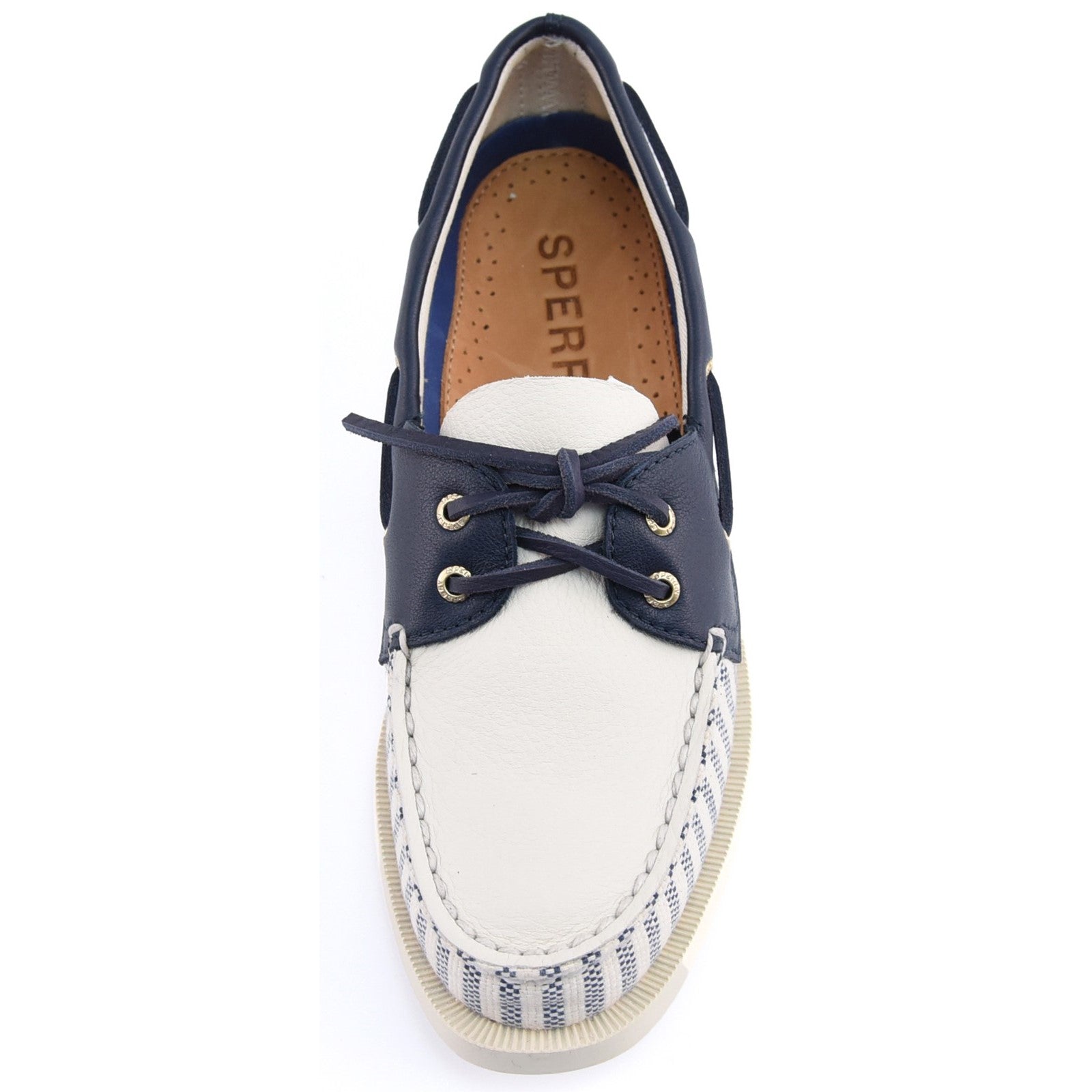Sperry Womens Port Driving Moccasin Shoe | White Navy