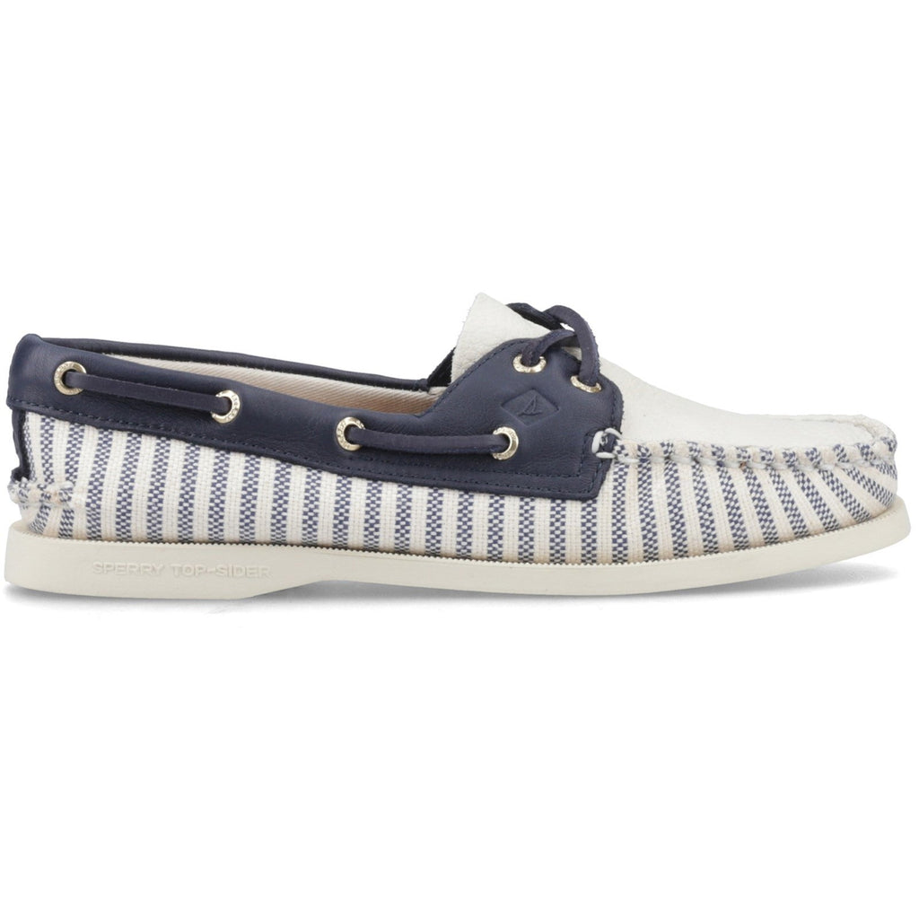 Sperry Womens Port Driving Moccasin Shoe | White Navy