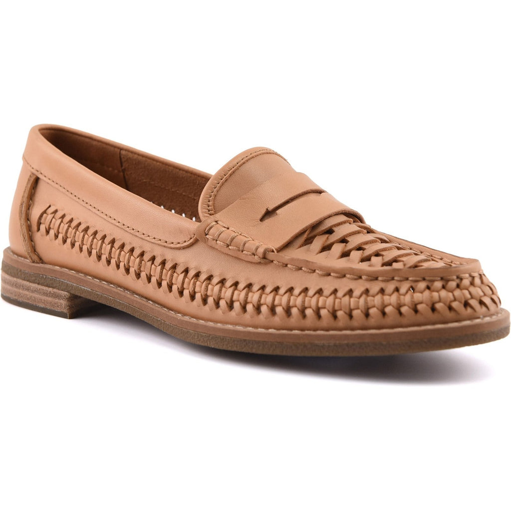 Sperry Womens Woven Seaport Penny Mocassin Loafer | Tan