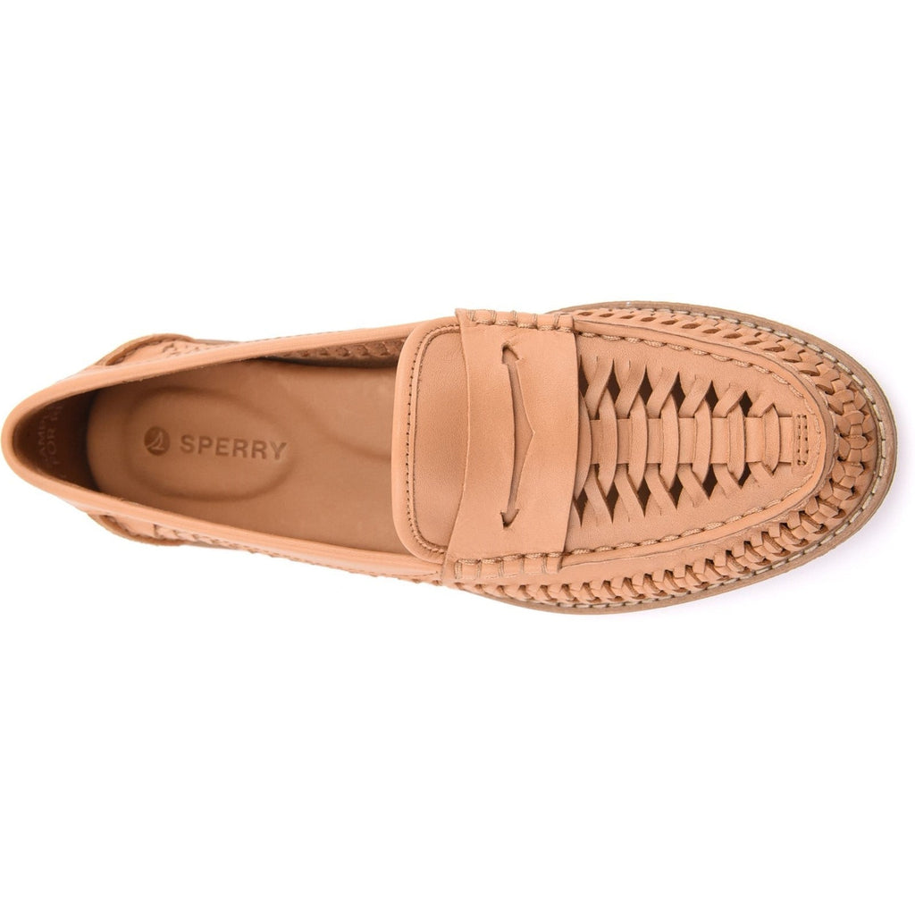 Sperry Womens Woven Seaport Penny Mocassin Loafer | Tan