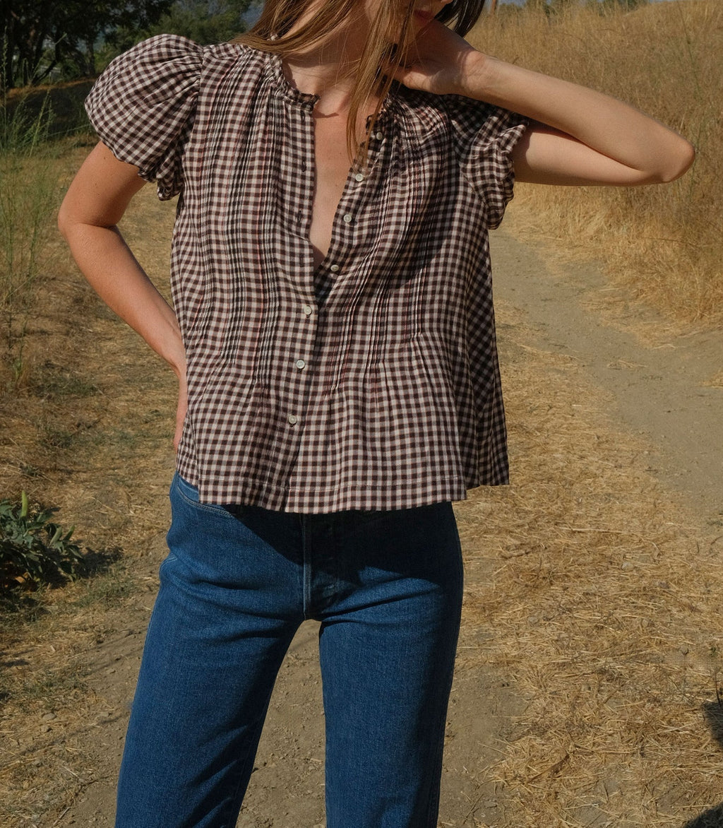 DÔEN Millie Top in Delphine Plaid