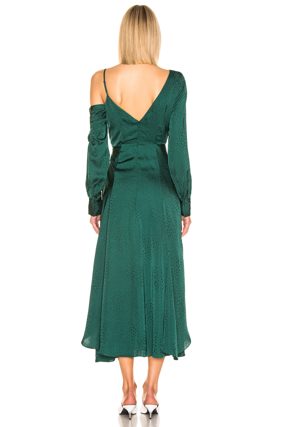 Self Portrait Asymmetric Green jacquard Dress
