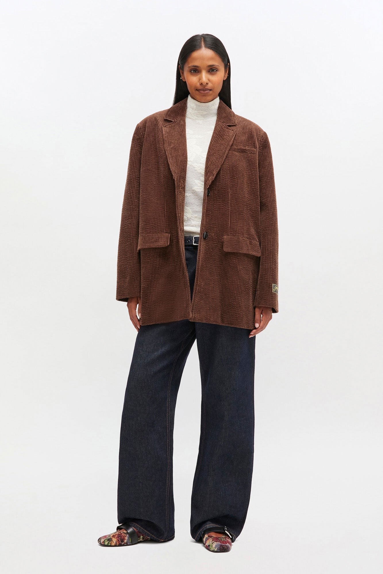 Ganni Seersucker Corduroy Blazer