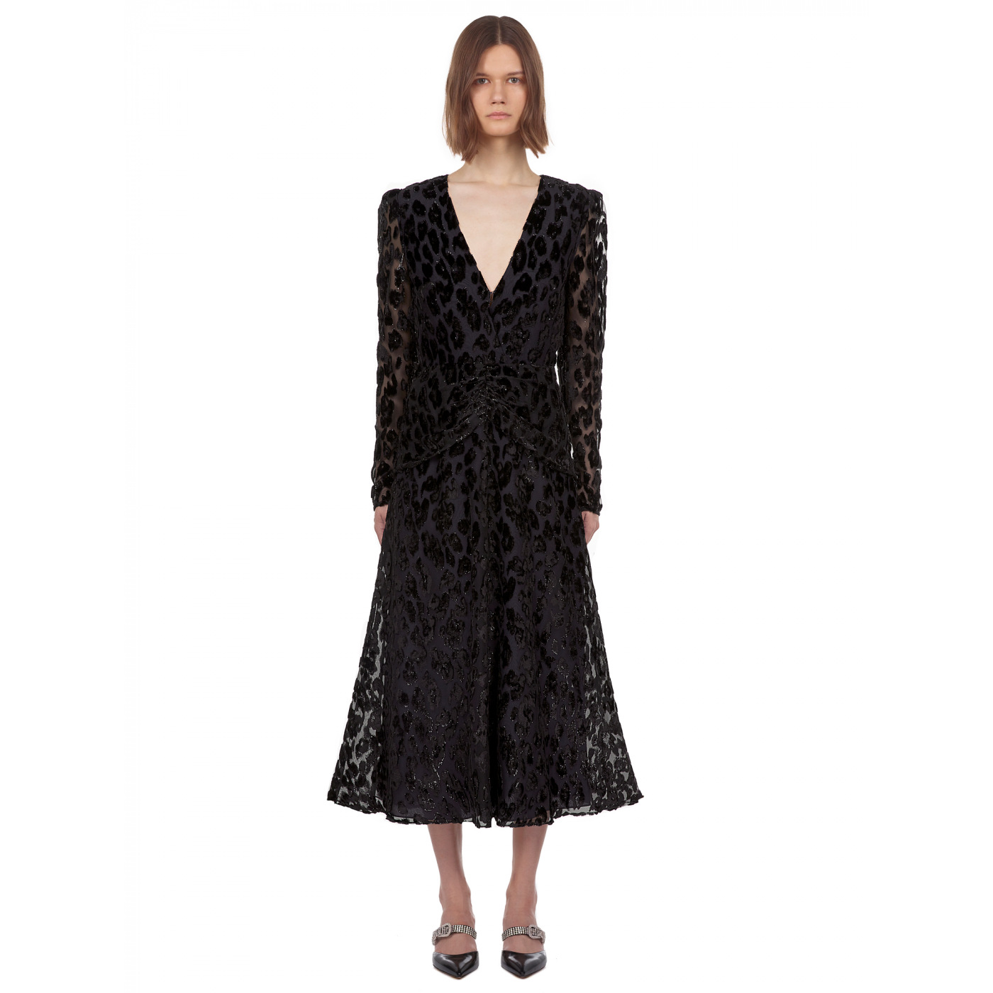 Self Portrait Metallic Leopard Midi dress
