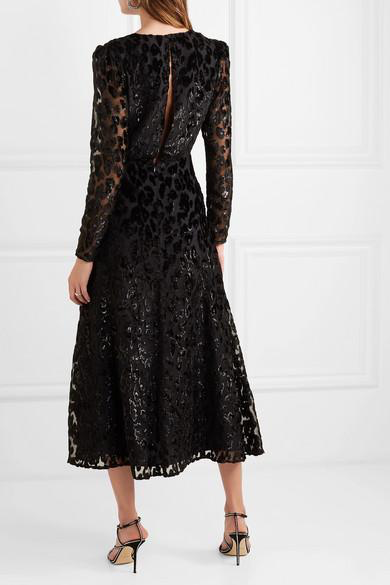 Self Portrait Metallic Leopard Midi dress