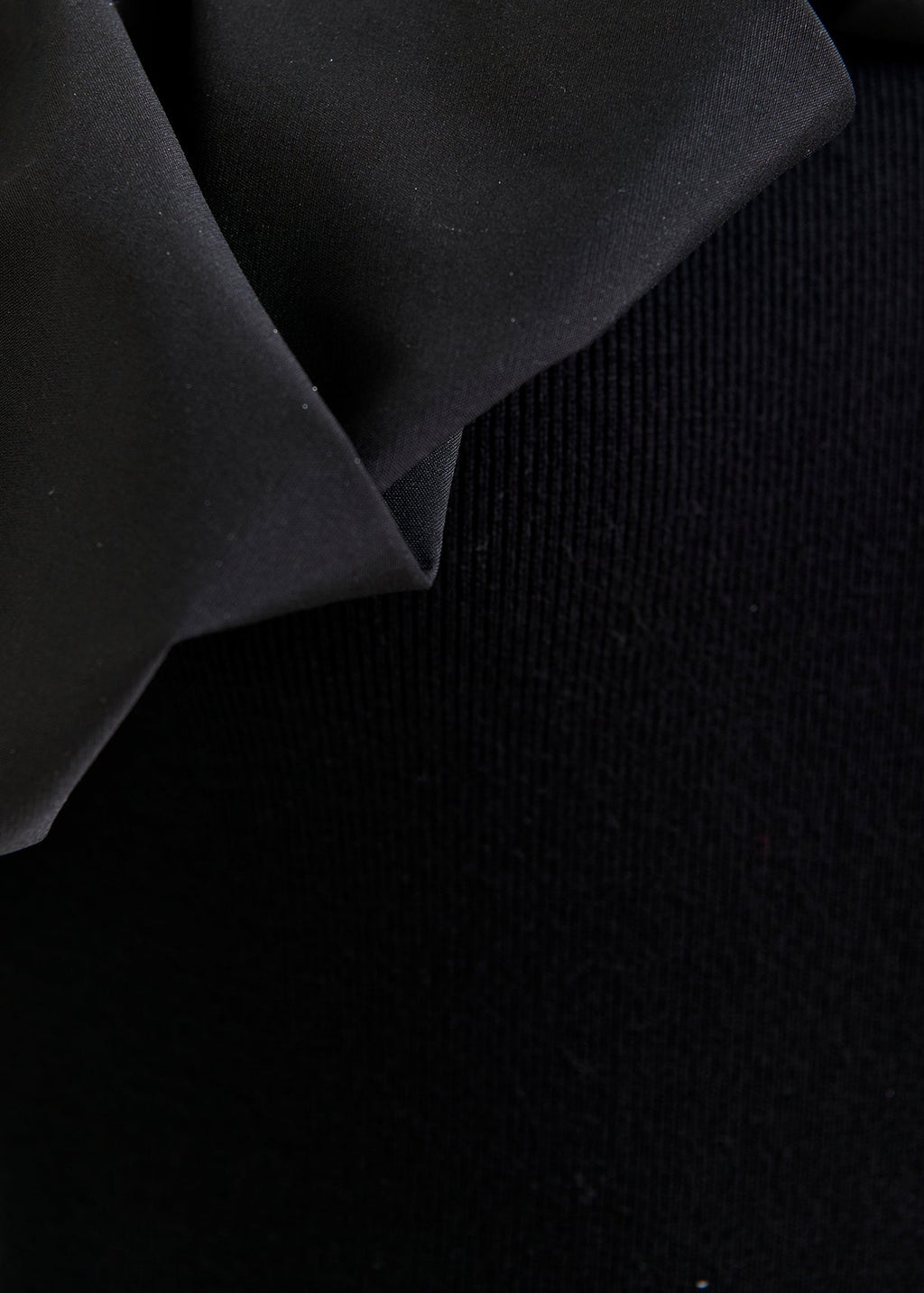 Isatis Black sheer yoke midi dress with sculptural ruffles