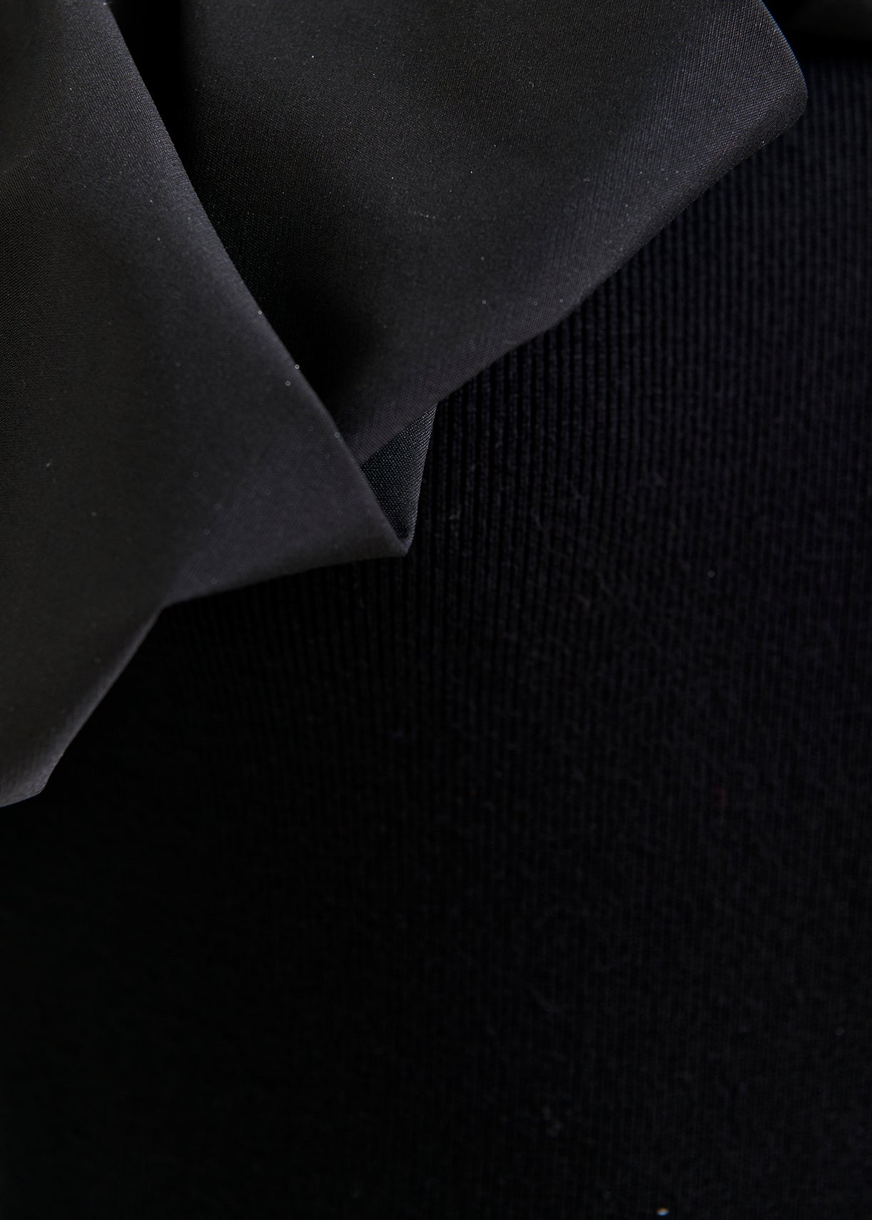 Isatis Black sheer yoke midi dress with sculptural ruffles