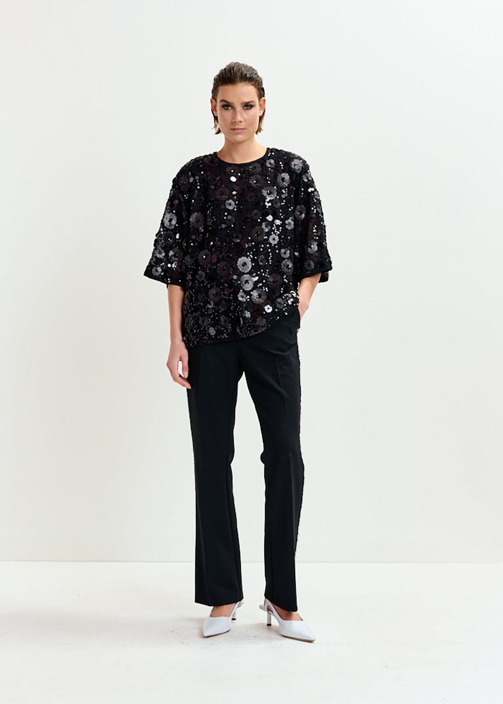 Isparkle Black sequin-embellished top