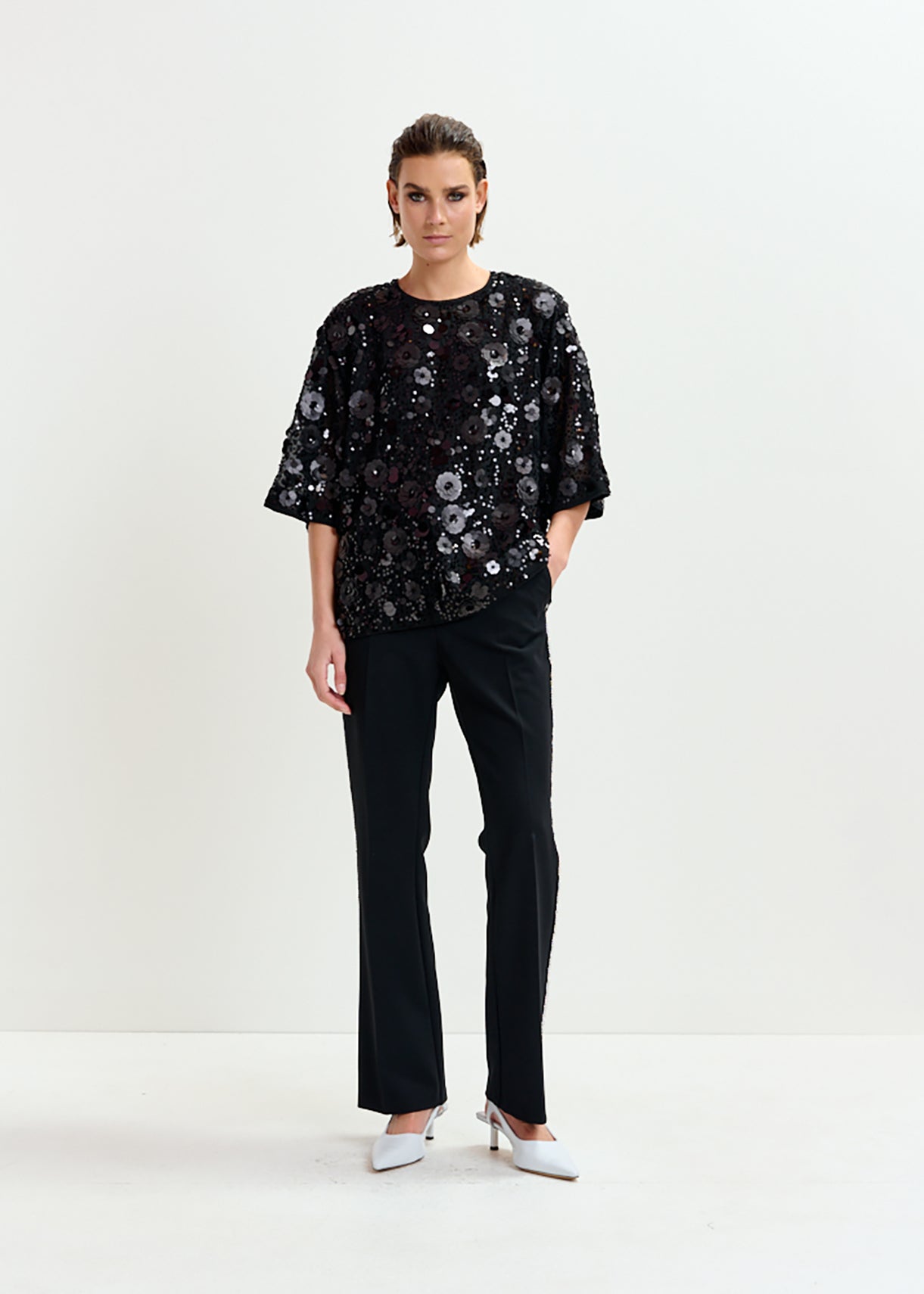 Isparkle Black sequin-embellished top