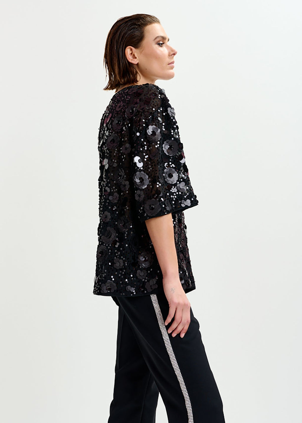 Isparkle Black sequin-embellished top
